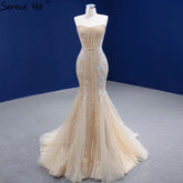 Mermaid Champagne Luxury Evening Dresses Gowns 2025 Beaded Elegant Sexy For Women Party HM67339