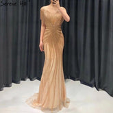 Mermaid Luxury Gold Evening Dresses Gowns 2025 Beading Tassel Elegant For Women Party LA70907