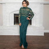 Moslim Groene Split Satin Elegant Avond Jurken 2025 Kralen Mermaid Luxe Voor Vrouwen Party LA71556