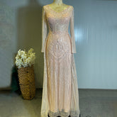 Moslim Perzik Overrok Avond Jurken 2025 Luxe Kralen Elegant Mermaid Voor Vrouwen Party LA71494