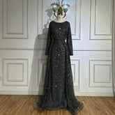 Muslim Grey Mermaid Pearls Beaded Evening Dresses Gowns For Formal Occasion LA72032H 2025