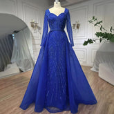 Muslim Royal Blue A Line Sweetheart Beaded Luxury Dubai Evening Dresses Gowns For Women Wedding Party 2025 LA72221