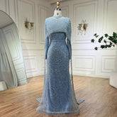Muslim hajab Mermaid Long Cape Dubai Arabia Luxury Evening Dresses Gowns for Women Wedding Party 2025 LA72032M
