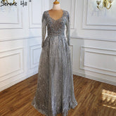 Muslim Pink With Train Evening Dresses 2025 Elegant A-Line Beaded Luxury For Women Party LA70773