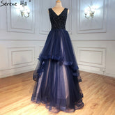 Navy Blue A-Line Evening Dresses Gowns 2025 Sleeveless Beaded Sexy For Women Wedding Party LA71125