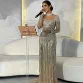 Robe de soirée sirène champagne de luxe avec jupe amovible LA71533