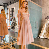 On Sale no return no refundSale Peach A-Line Sexy Evening Gowns 2025 Sleeveless Beaded Ankle-Length For Women Party LA71289