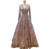 Vestidos de noche musulmanes con cuentas rosas, vestidos de lujo 2025, corte A, mangas abullonadas para mujer, fiesta LA71758