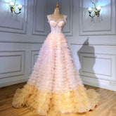 Vestido de fiesta de graduación con corsé rosa y volantes ombré 2025, vestido sexy para chicas LA71221