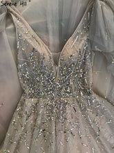 Vestidos de noche rosas de lujo con cuentas para mujer 2025, vestidos de noche sexys de corte A, largos LA71411