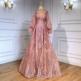 Rosa sirena Avond Jurken 2025 Luxe Kralen Overrok para fiesta femenina LA71525