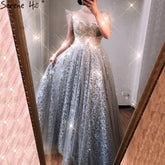 Sale Silver A-Line Sparkle Evening Dresses Gonws 2025 Beaded Sexy For Women Wedding Party LA70722