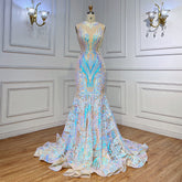 Vestidos de fiesta largos blancos 2025, de lujo, con lentejuelas, estilo sirena sexy, para chicas negras, vestidos de fiesta de gala 2025 LA72025