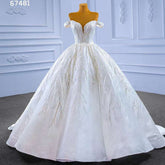 Vestido de novia blanco sexy con hombros descubiertos, de lujo, con cuentas y cordones, 2025, de alta gama, hecho a medida, HM67481