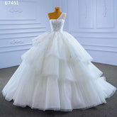 Vestido de novia blanco sexy de un solo hombro, de lujo, con cuentas y cordones, estilo Dubái 2025, de alta gama, hecho a medida, HM67451