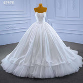 Vestido de novia blanco sexy sin tirantes, con encaje y perlas de lujo, 2025, de alta gama, hecho a medida, HM67472