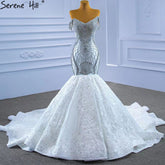 Vestidos de novia con diamantes Wit Kralen 2025 sirena elegante lujo Bruid Toga HM67385 hecho a medida