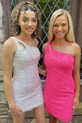 Stunning Hot Pink Sequins Homecoming Dress SYH19