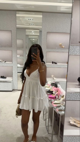 Cute White A-line V Neck Homecoming Dress White Party Gown Y7105