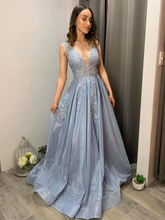 Elegante vestido de noche de corte A con escote en V, vestido de fiesta de moda Y6456