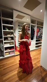 Elegante vestido largo de noche rojo, vestido de fiesta rojo Y6138