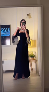 Robe de soirée noire charmante, robe de cérémonie noire Y4030