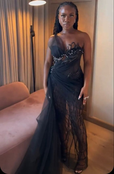 Elegant Black Long Evening Dress Black Formal Gown Y6645