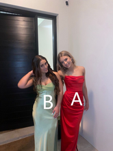 Elegante vestido largo de noche rojo satinado, vestido de fiesta rojo Y4929