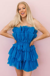 Hailey | Vestido corto de fiesta sin tirantes de corte A