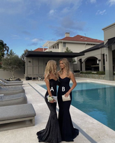 Classy Black Sweetheart Neckline Prom Dress Black Mermaid Evening Dress Y7210