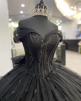 Robe de Quinceañera noire, robe de bal noire, robe pour Sweet 16 Y1447