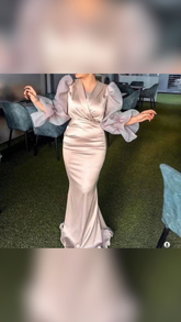 Vestido de noche de satén con escote en V y manga larga, recién llegado, estilo Dubai, modelo Y4940