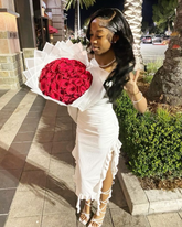 Vestido de noche blanco sexy sin tirantes con volantes, ideal para cumpleaños (Y7945)