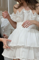 Vestido corto blanco de fiesta, vestido de graduación Y5971