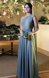 Elegant A-line One Shoulder Evening Dress Wedding Guest Outfit Y5439