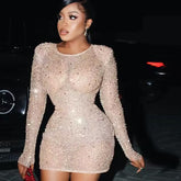 Sexy Long Sleeves Bodycon Dress Sparkly Homecoming Dress Y6402