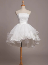 Lovely White Lace and Organza Short Graduation Dress Homecoming Dress Short Teen Formal Dresses Y2088