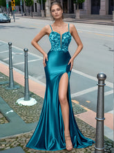Sparkly Deep V-neck Prom Dress long with Slit