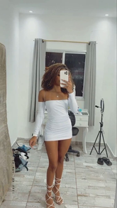 Vestido blanco de fiesta con escote cruzado sexy Y3053