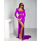 Robe de soirée longue fourreau à manches longues