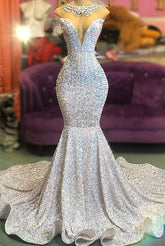 Magnifique robe de bal longue sirène à sequins en solde