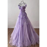 Glamorous & Dramatic Off-Shoulder Sleeveless A-Line Applique Evening Party Prom Dress