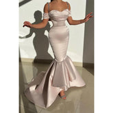 Sweetheart Beaded Spaghetti Straps Mermaid Satin Prom Dress Evening Gowns