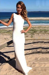 Robes de bal longues en mousseline de soie dos nu, style fourreau