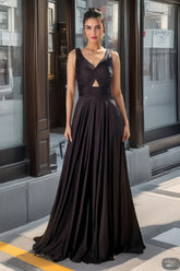 Robe de demoiselle d'honneur noire avec corset et haut VMB78