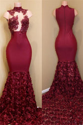 Burgundy Evening Gowns mermaid prom dress, long evening gowns