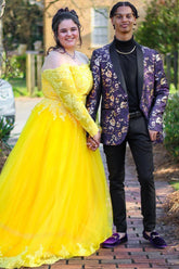 Blazer de graduación para hombre con estampado de solapa de chal morado