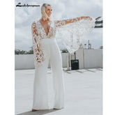 Baoleely Chiffon Bohemian Lace Wedding Dress A Line Lace Bridal Gowns