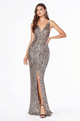 Robe de bal longue et moulante à sequins sexy