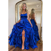 Classic & Timeless Off-Shoulder A-line Side Slit Sleeveless Formal Party Prom Dress